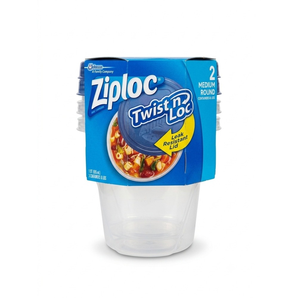 Ziploc Twist n Loc Medium Round Food Storage Containers 2 Pack 1 Quart 32 oz